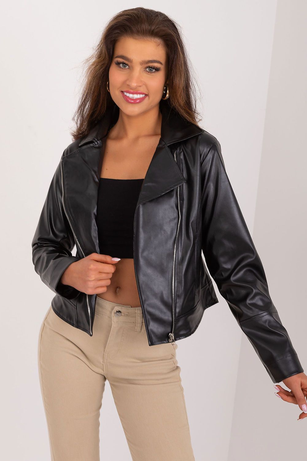 Lakerta Eco-Leather Jacket - Stylish Casual Transitional Jacket with Elegant Lapels and Pockets