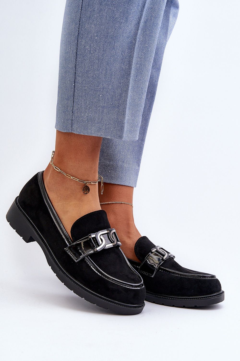 Elegant Women's Moccasins by S.Barski - Comfortable Suede with Ornamental Detail, 3 cm Heel