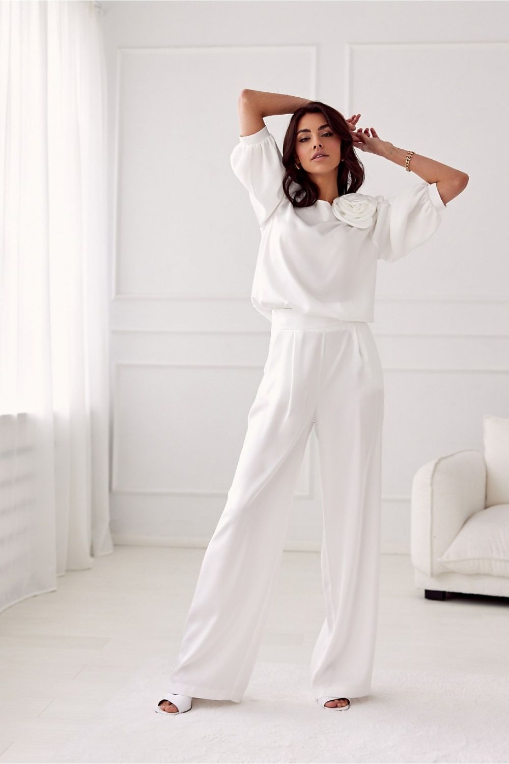 Roco Fashion Elsa Satin Wide-Leg Trousers with High Waist and Pockets for Elegant Occasions