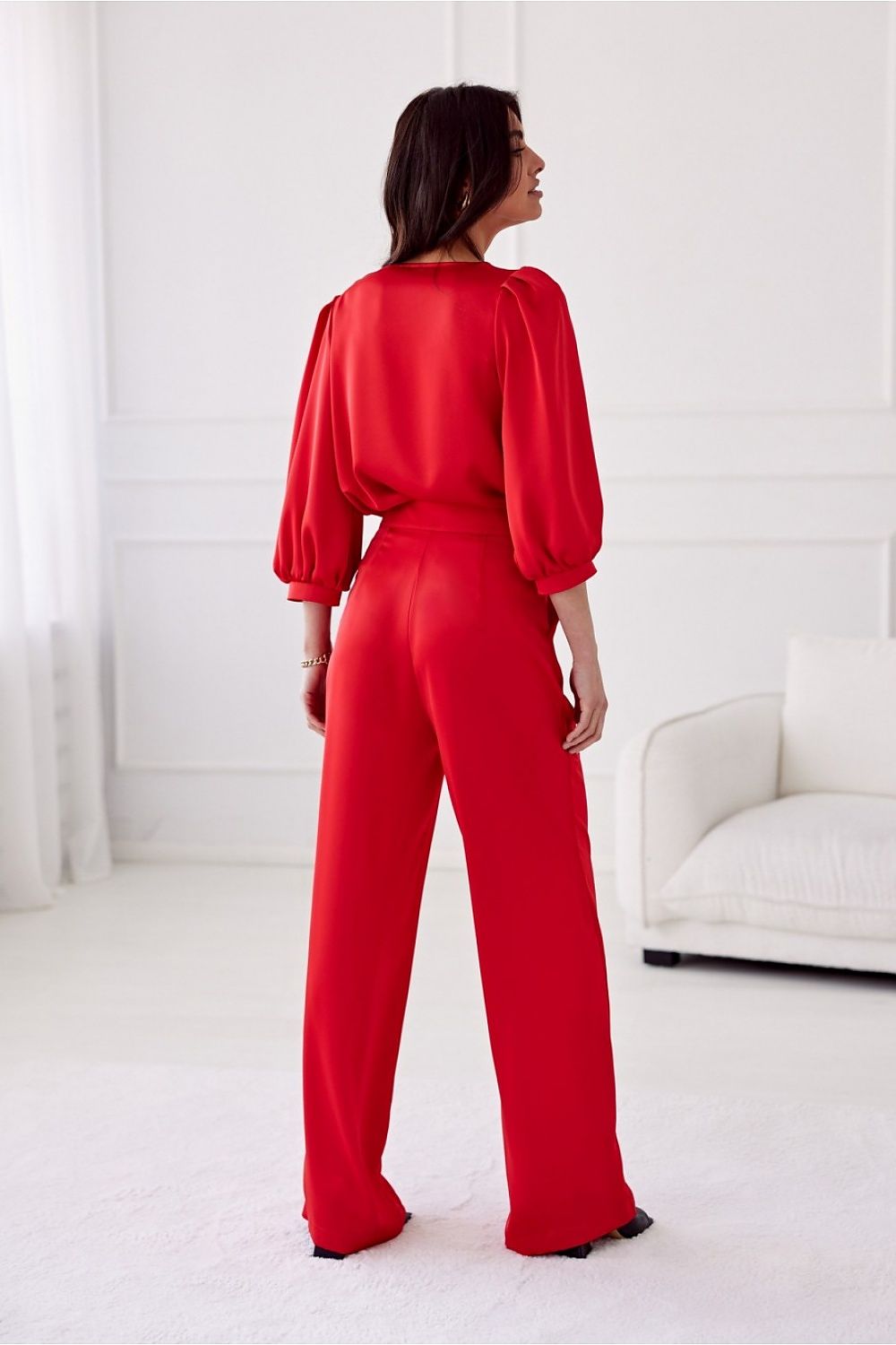 Roco Fashion Elsa Satin Wide-Leg Trousers with High Waist and Pockets for Elegant Occasions