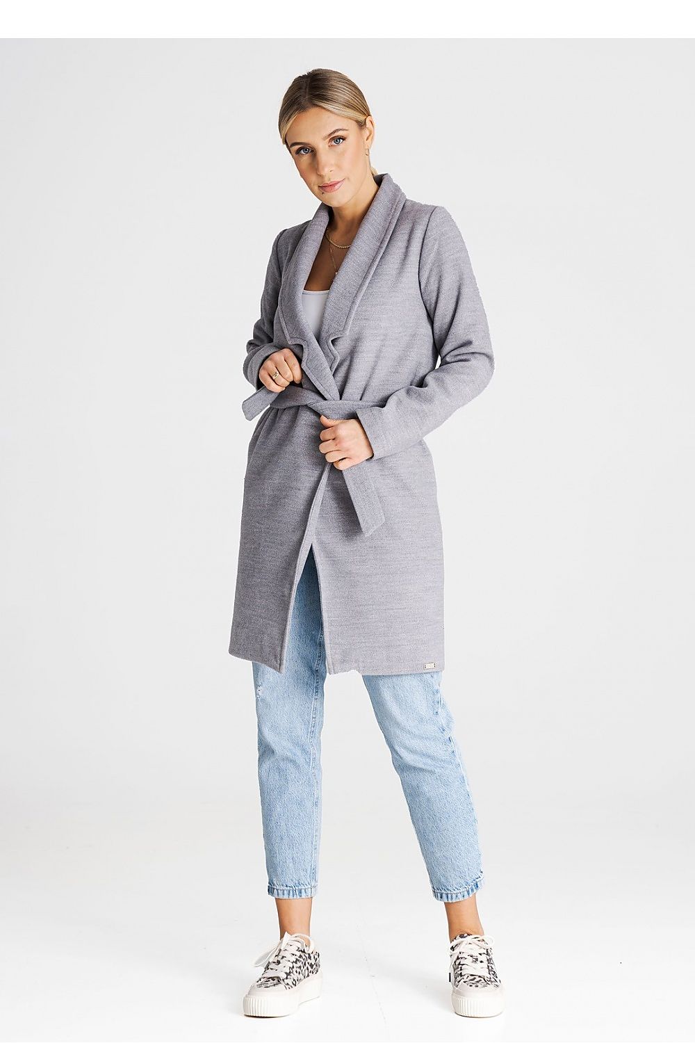 Luxury Figl Coat With Large Lined Collar - Versatile Unbuttoned Design With Inner Pockets
