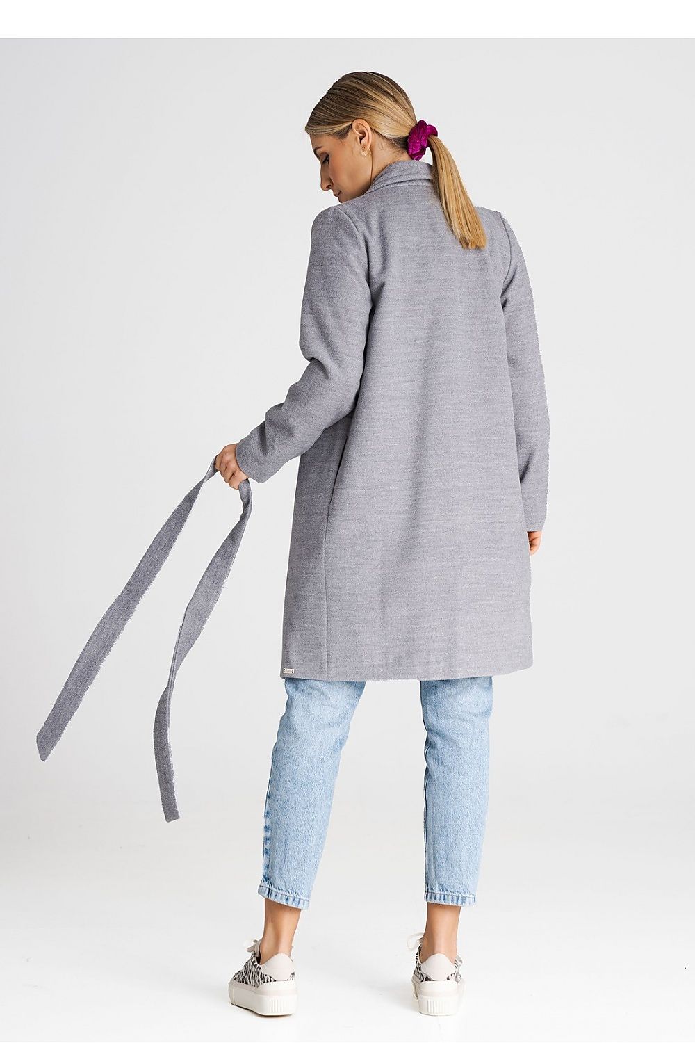 Luxury Figl Coat With Large Lined Collar - Versatile Unbuttoned Design With Inner Pockets