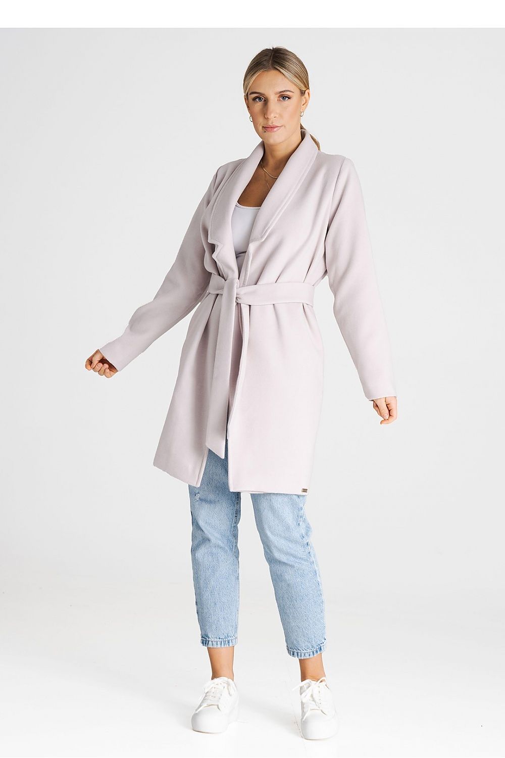 Luxury Figl Coat With Large Lined Collar - Versatile Unbuttoned Design With Inner Pockets