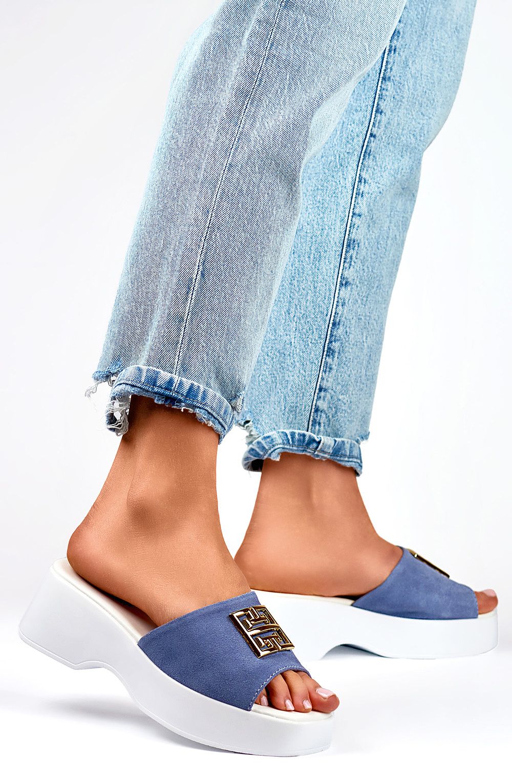 PRIMO Women's Natural Leather Flip-Flops with 5cm Platform - Stylish & Comfortable Summer Footwear