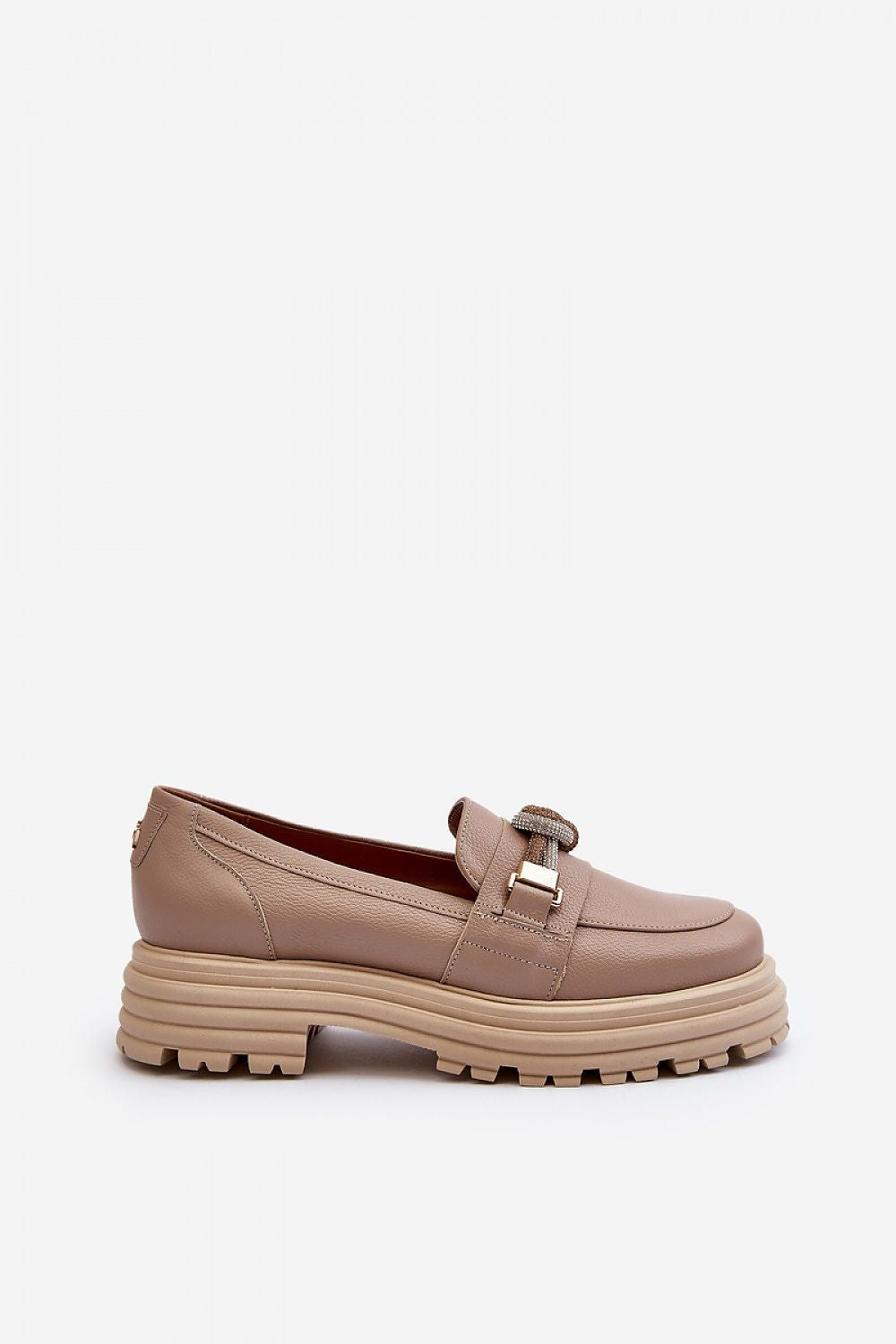 Luxury Natural Leather Moccasin Slippers with Shiny Loop – Comfort with Style
