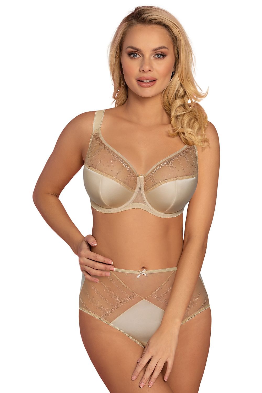 Vena Chic Semi-Soft Cut Bra with Decorative Straps and Ornamental Embroidery