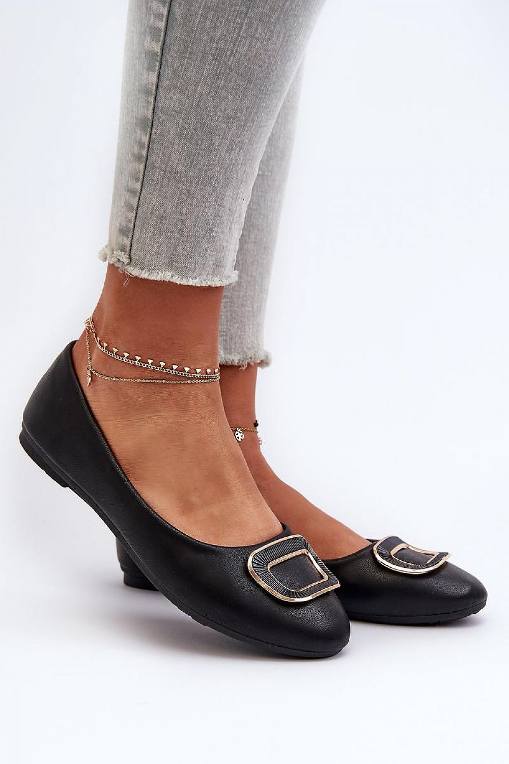 Elegant Eco Leather Ballet Flats for Women with Delicate Embellishment – Summer Comfort