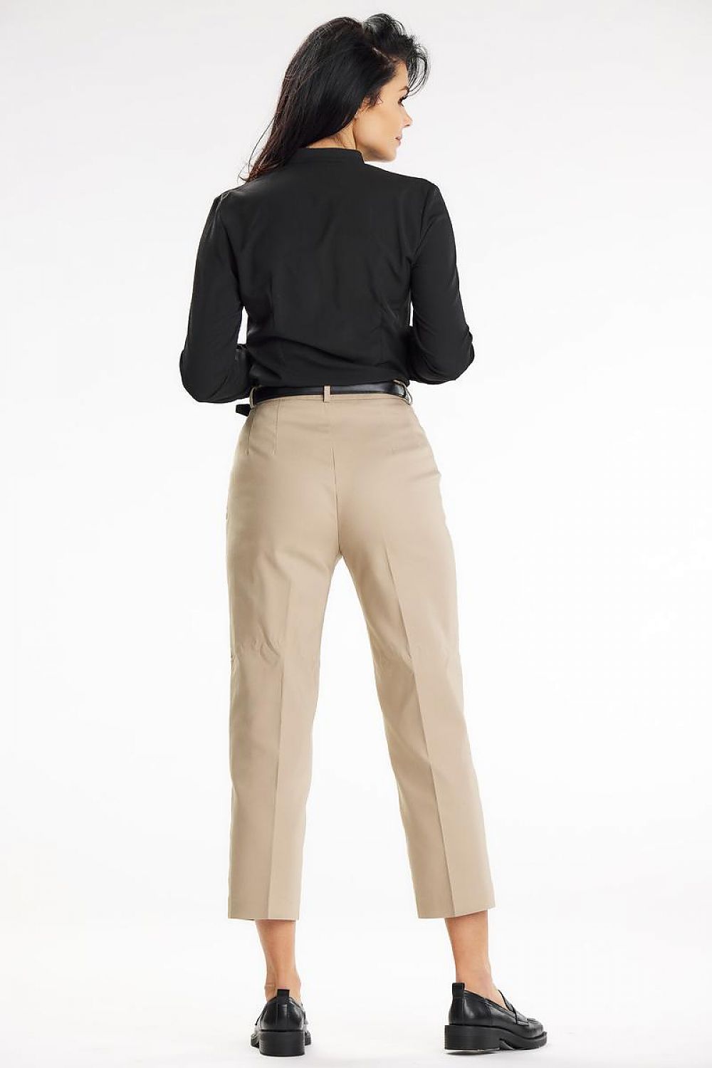 Elegant Stand-Up Blouse With Heart Neckline And Buttoned Cuff Sleeves