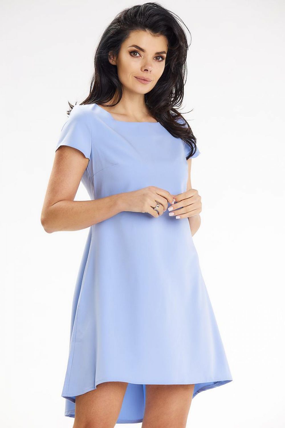 Stylish Asymmetrical Mini Dress With Contrasting Pleats | Awama