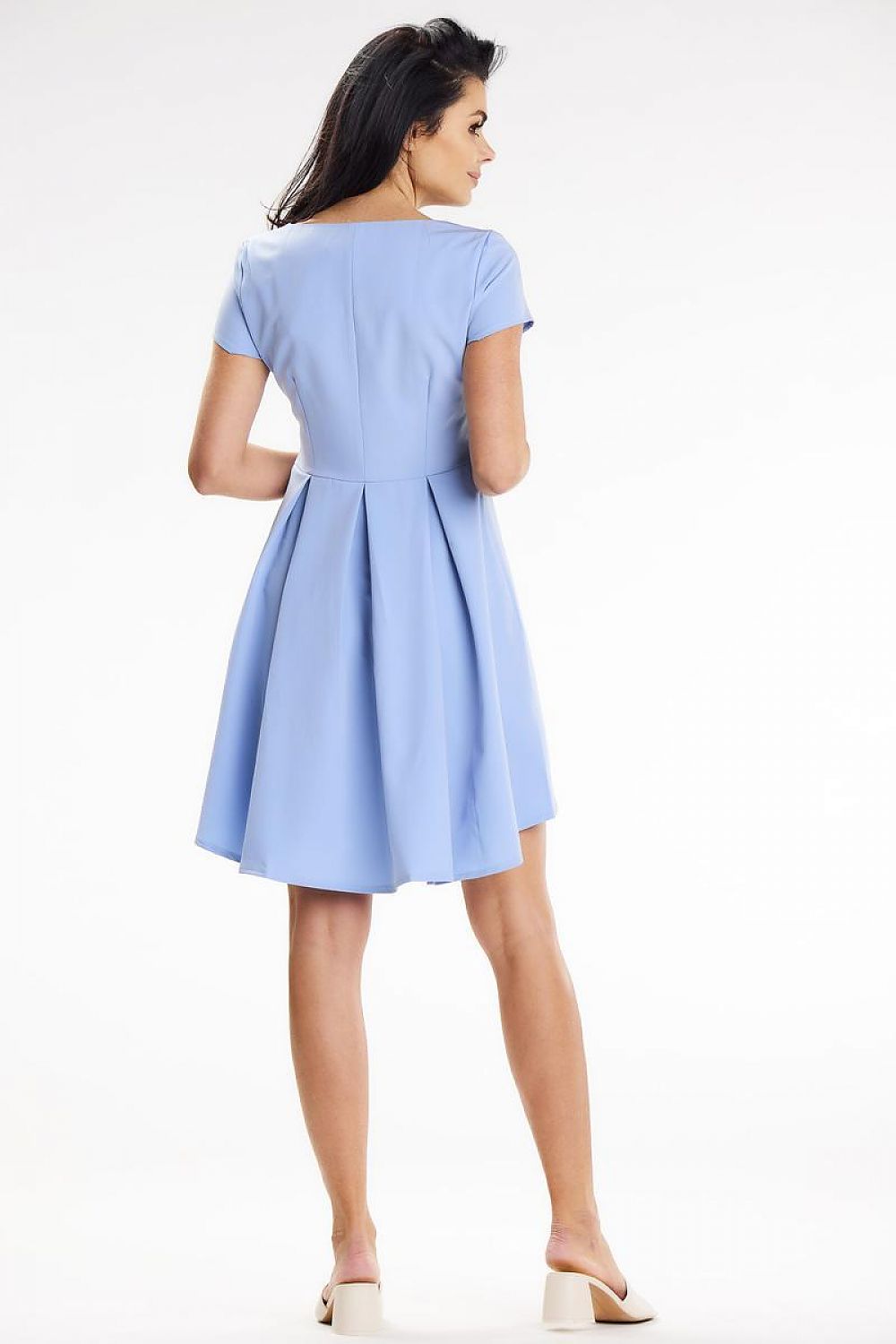 Stylish Asymmetrical Mini Dress With Contrasting Pleats | Awama
