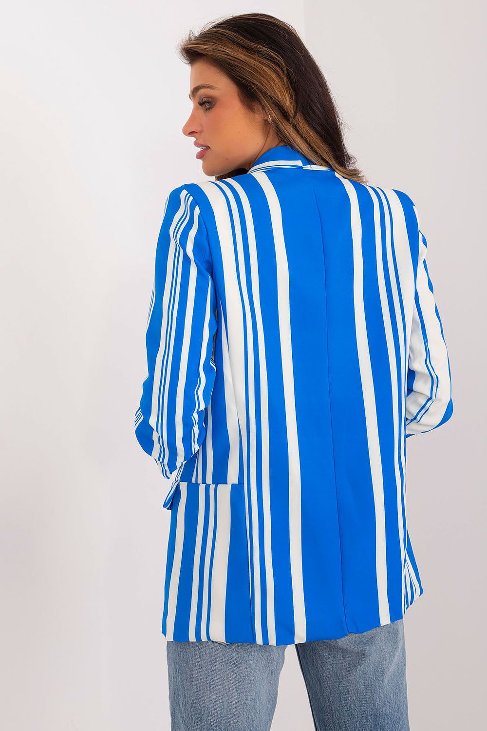 Italy Moda Striped Blazer - Relaxed 3/4 Sleeve Casual Jacket for Spring/Summer Elegance