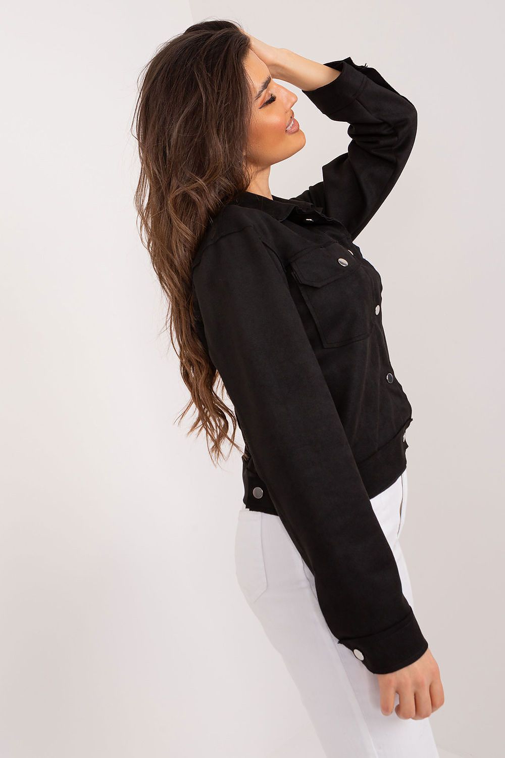Badu Women's Lightweight Polyester Jacket with Chest Pockets and Elegant Snap Closure