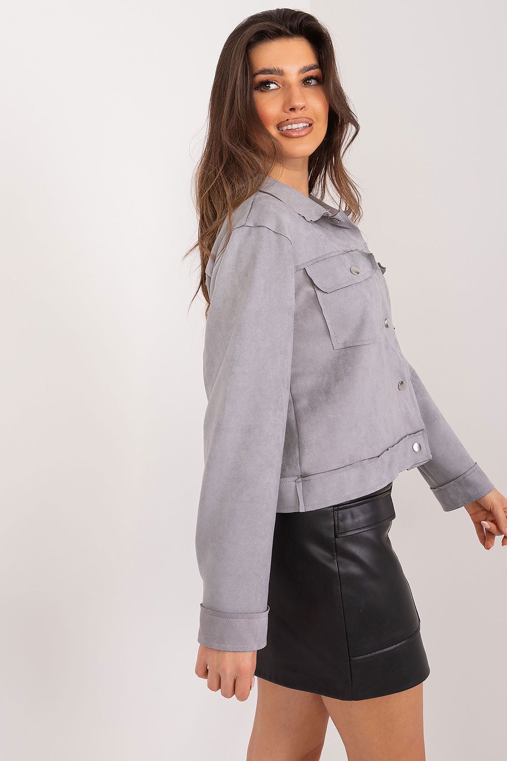 Badu Women's Lightweight Polyester Jacket with Chest Pockets and Elegant Snap Closure