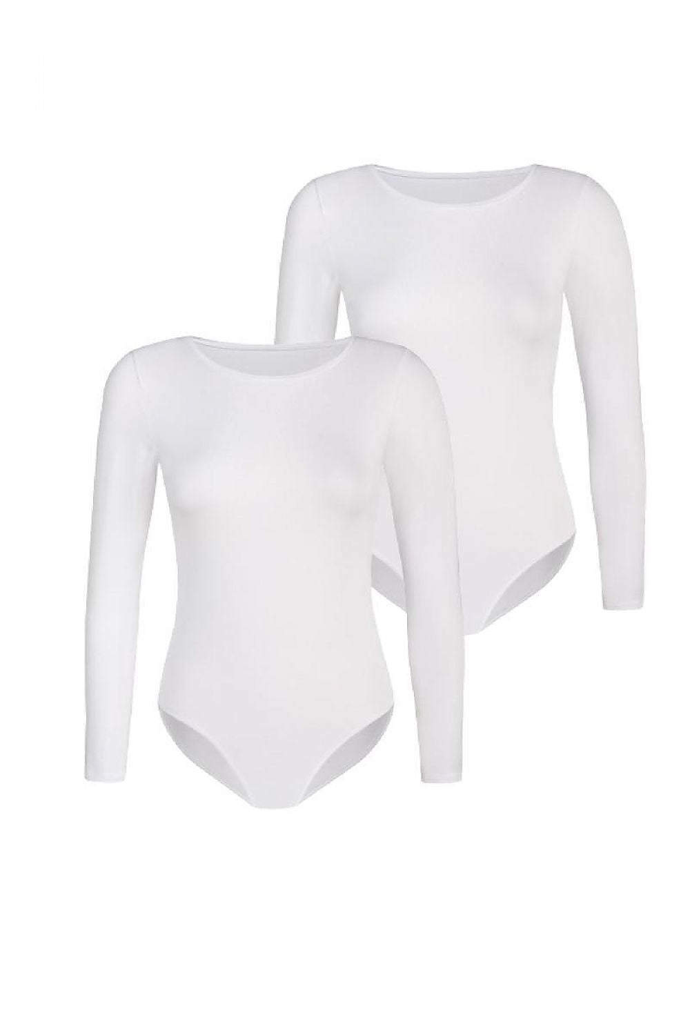 Classic Women's Viscose Bodysuit with Long Sleeves and Adjustable Closure - 2 Pack by Teyli