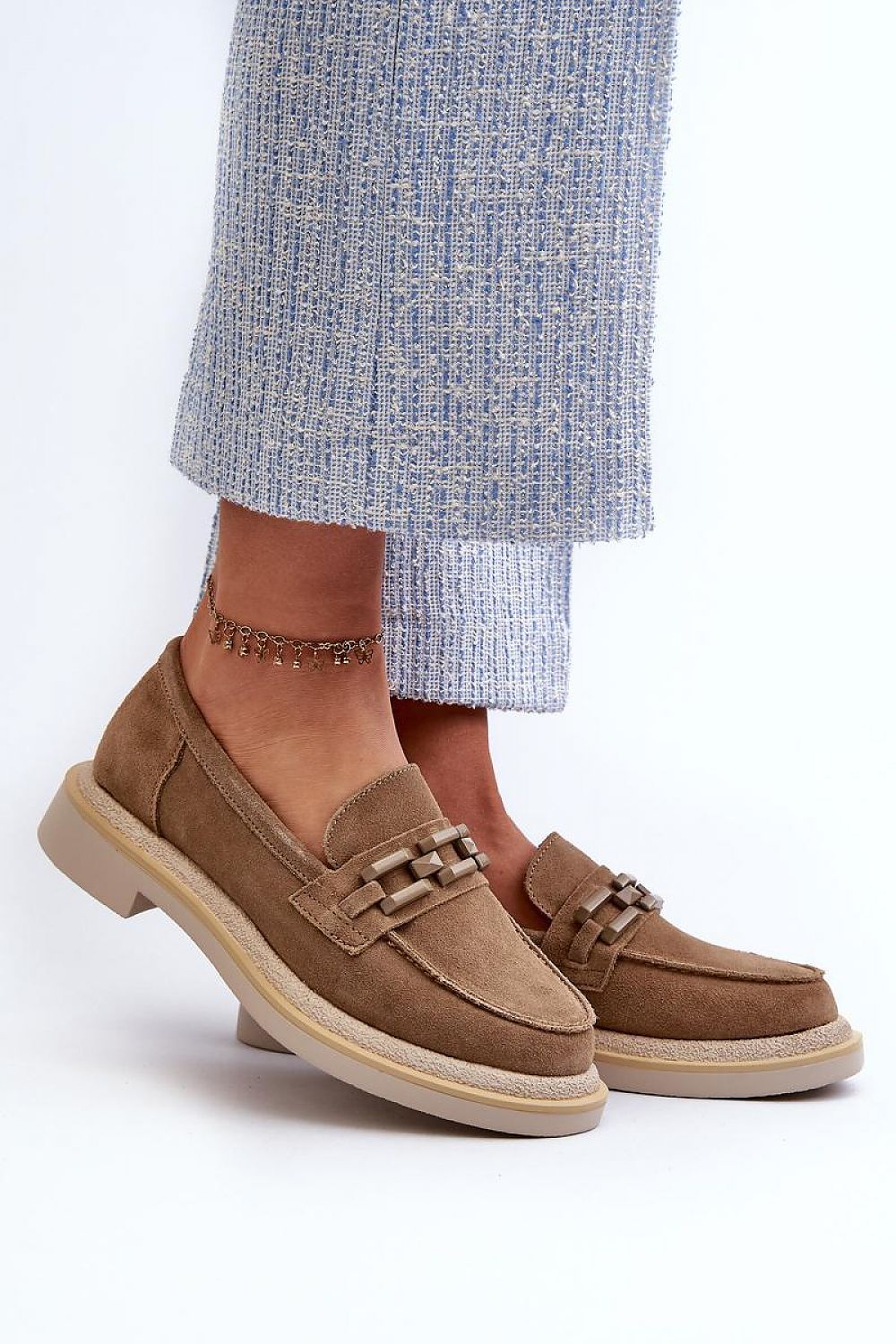 Luxury Women's Suede Moccasins with Natural Leather Footbed - Practical & Fashionable Comfort