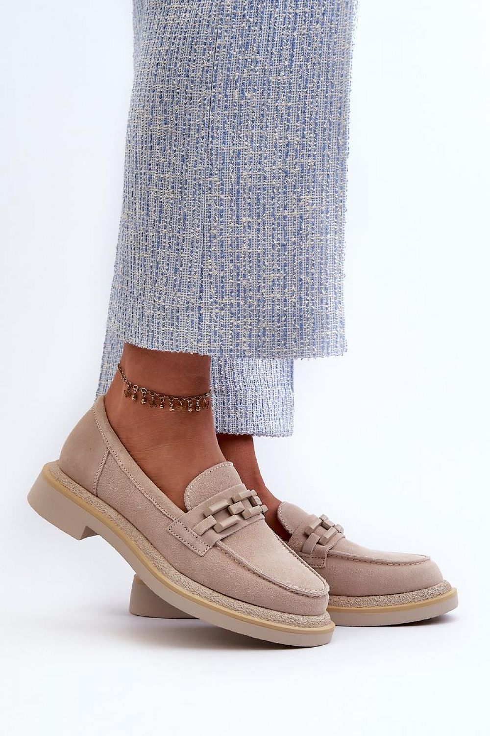 Luxury Women's Suede Moccasins with Natural Leather Footbed - Practical & Fashionable Comfort