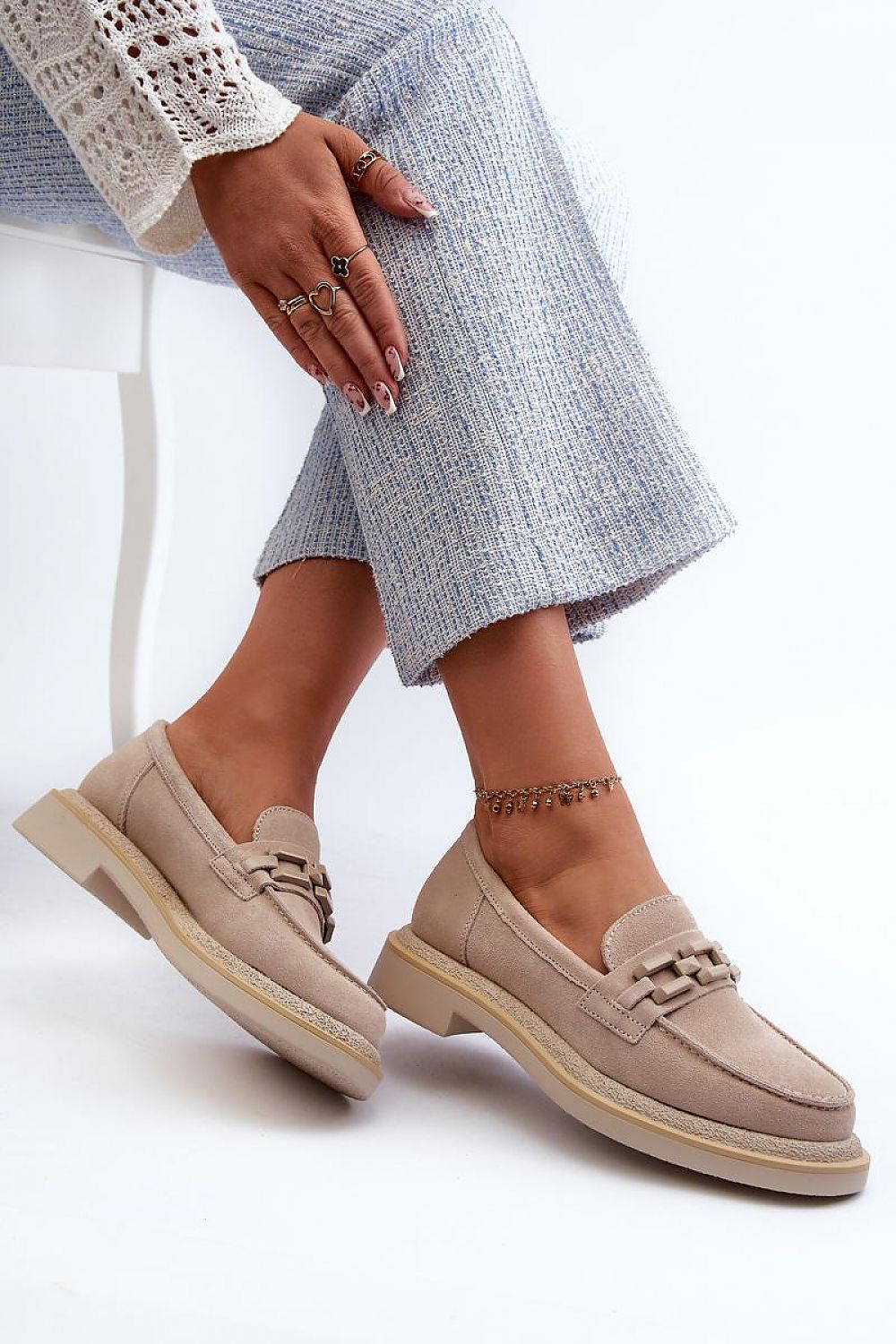 Luxury Women's Suede Moccasins with Natural Leather Footbed - Practical & Fashionable Comfort