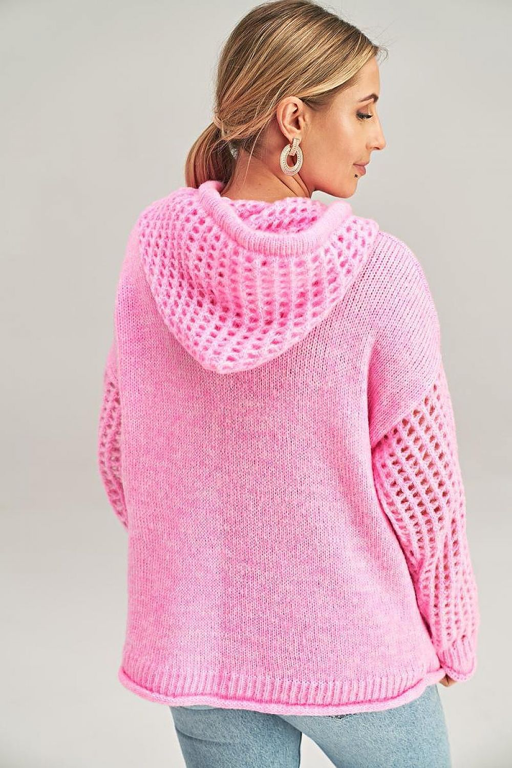 Elegant Long-Sleeved Hooded Jumper with Fashionable Decorative Pocket by Figl