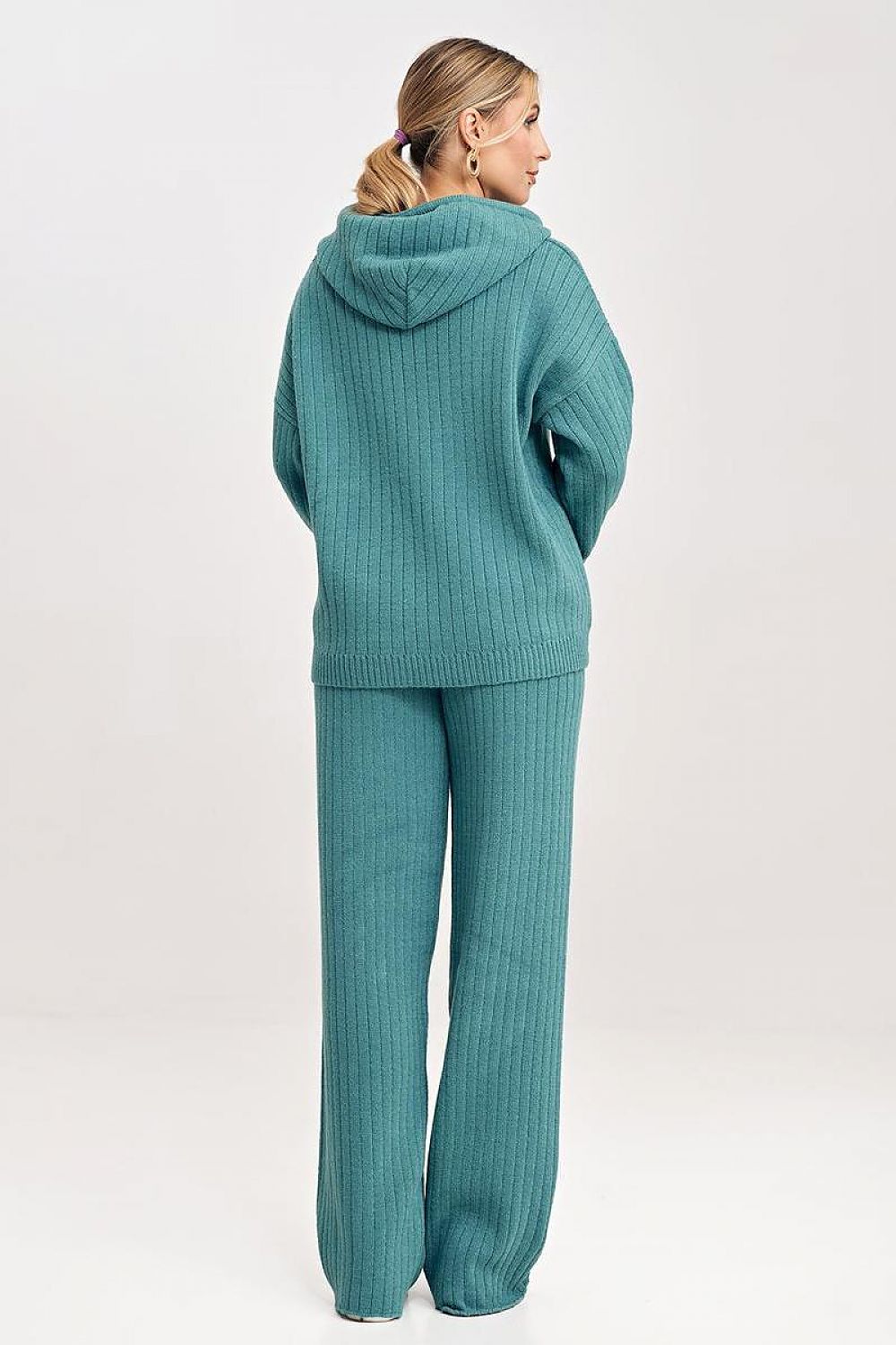 Luxury Figl Knit Set: Hooded Sweatshirt & Wide-Leg Pants in Soft Acrylic Blend