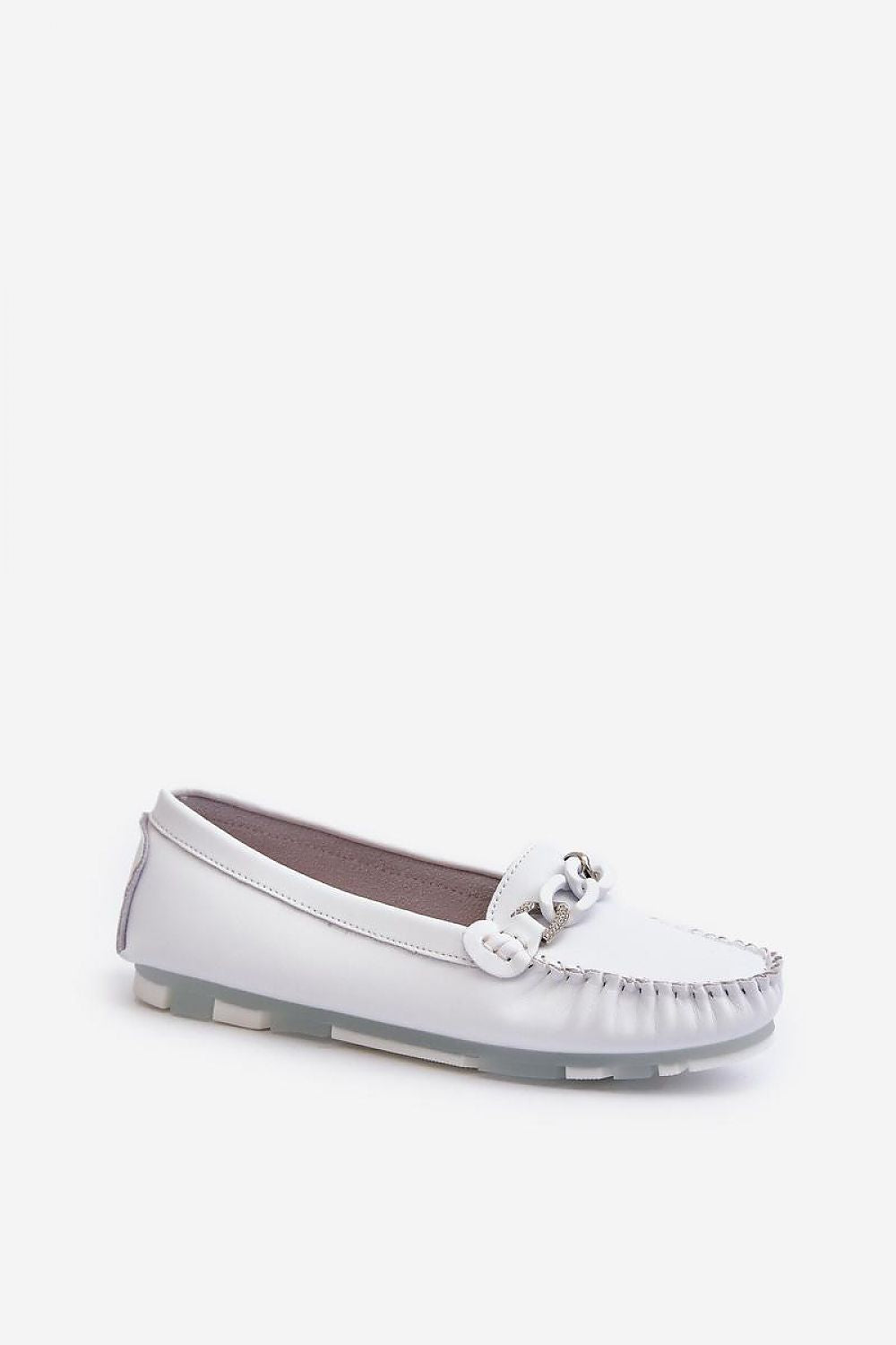 S.Barski Women's Leather Moccasins with Decorative Chain - Comfort & Style in Every Step