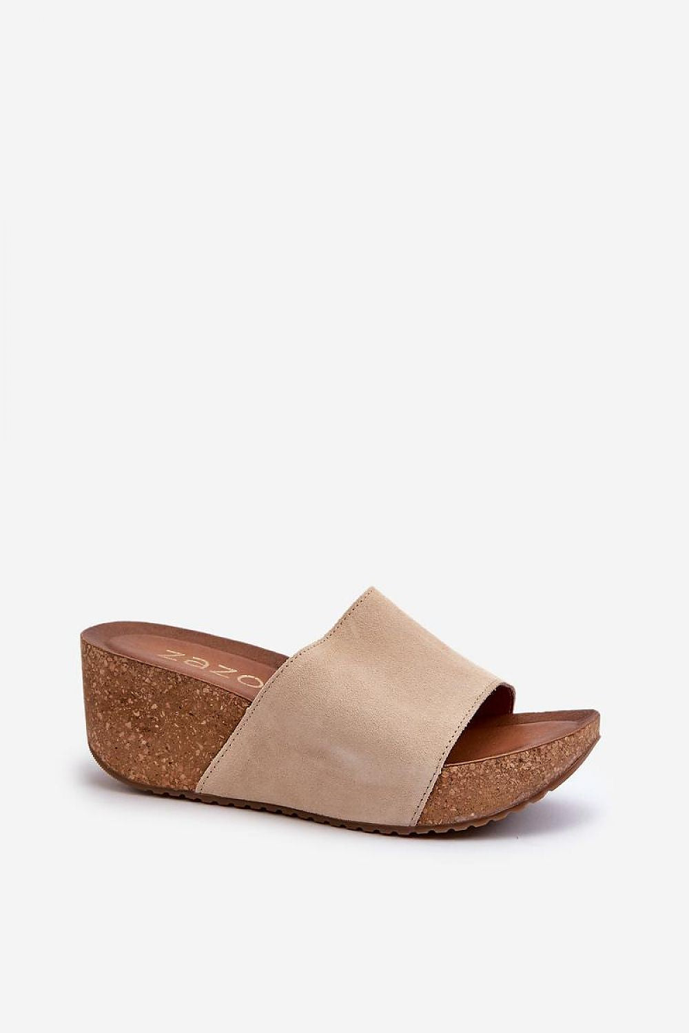 Women's Luxury Cork Wedge Sandals in Genuine Suede - 7cm Heel for Summer Elegance