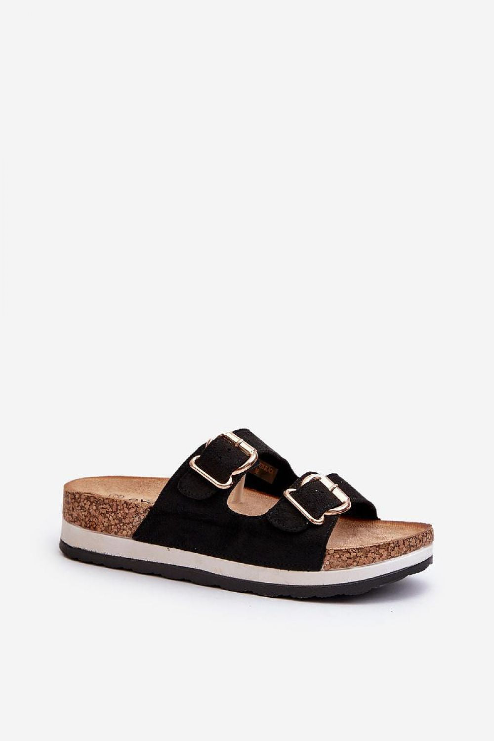 Women's Luxury Adjustable Platform Flip Flops in Eco Suede with Gold Buckles - Step In Style