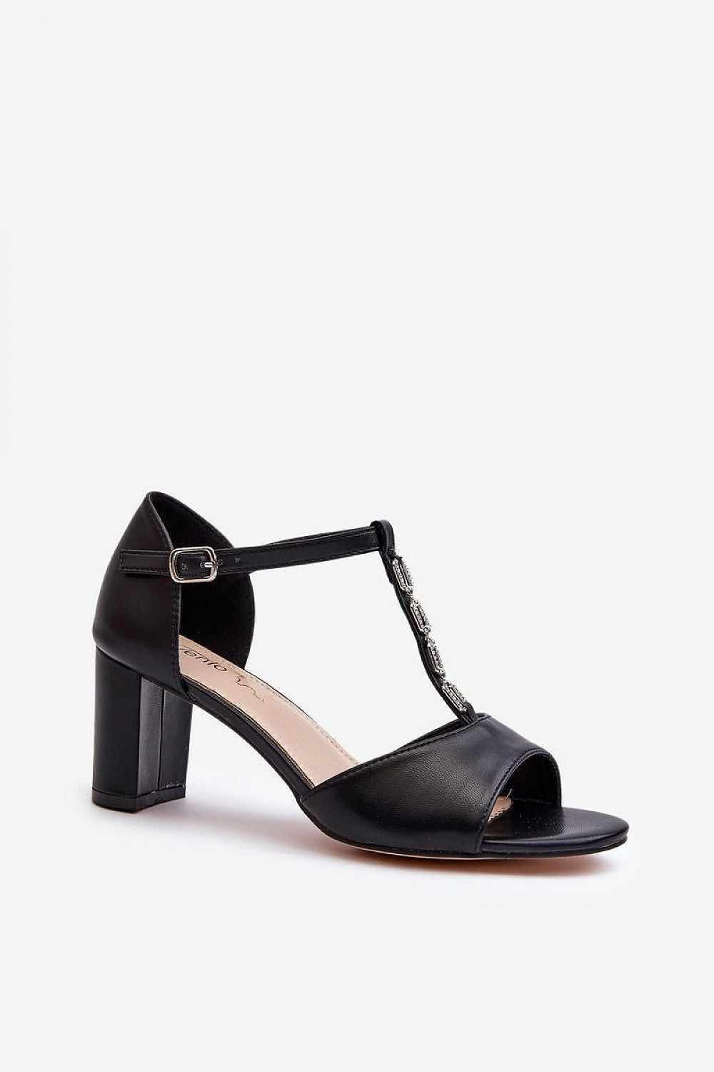 Elegant Eco Leather Women's Heeled Sandals with Adjustable Buckle and Natural Leather Insole