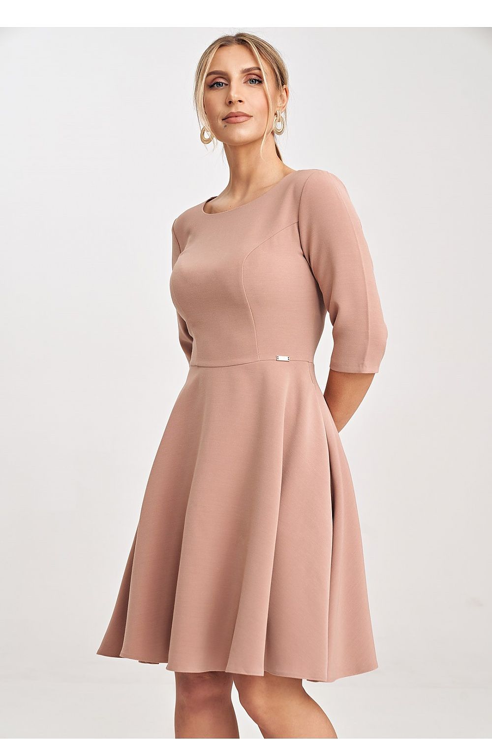 Elegant Flared Daydress with 3/4 Sleeves by Figl - Classic Cut and Feminine Design