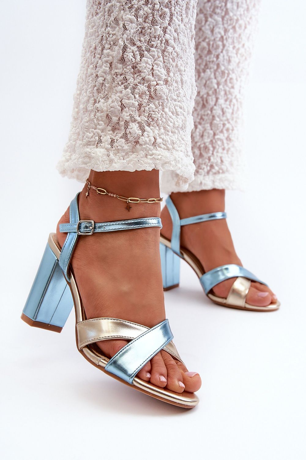 Women's Eco Leather Stiletto Heel Sandals with Intertwining Straps - Elegant Comfort