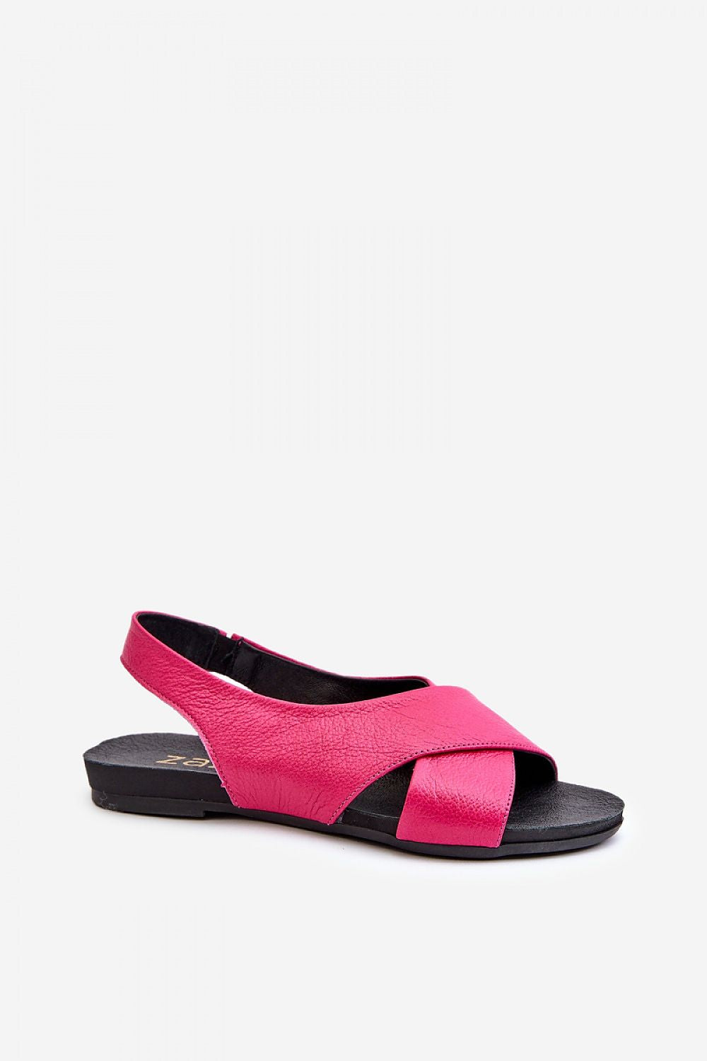 Elegant Natural Leather Women's Sandals With Open Heel And Toe, Comfortable Flat Design