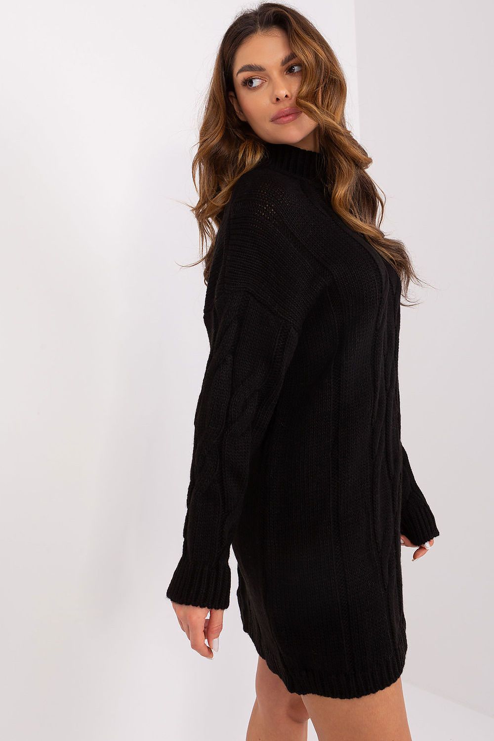 Elegant Turtleneck Dress with Mixed Wool and Acrylic Blend for Everyday Glamour