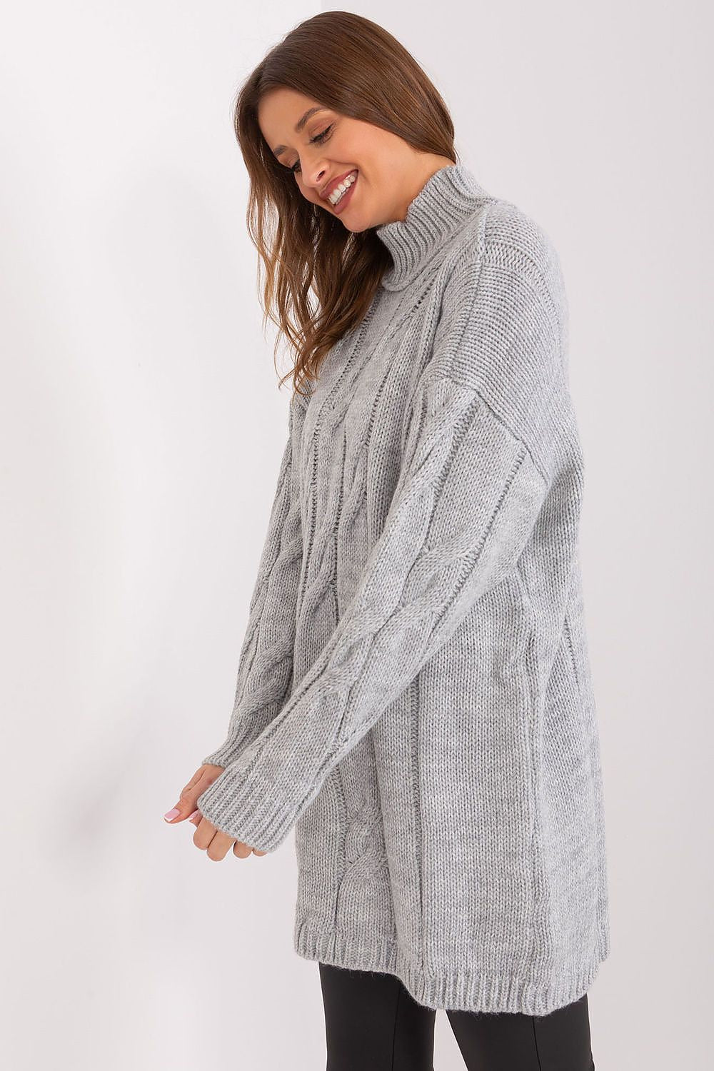 Elegant Turtleneck Dress with Mixed Wool and Acrylic Blend for Everyday Glamour