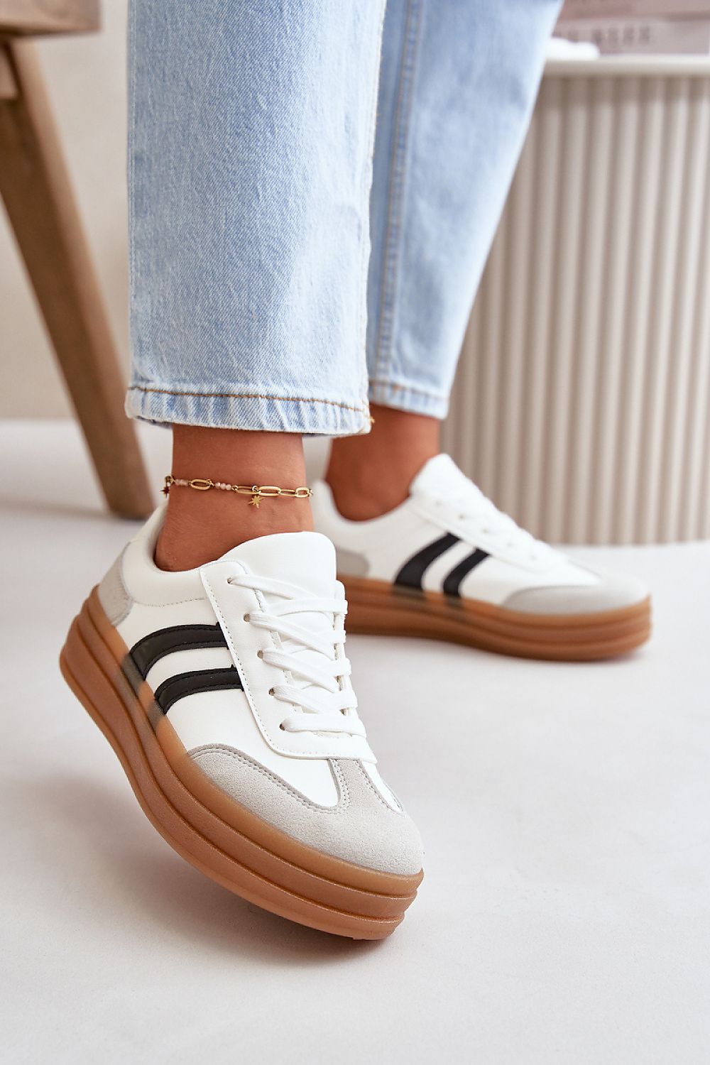 Trendy Platform Sneakers for Women - Stylish Imitation Leather with 7cm Upper Height