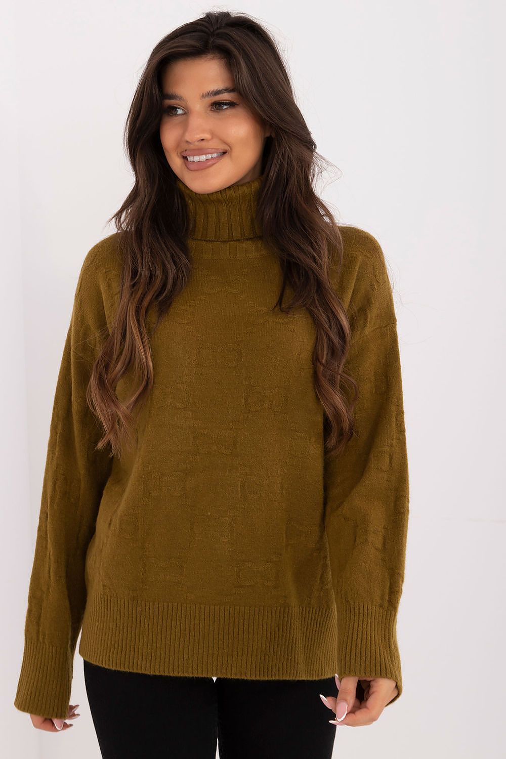 Elegant Long Sleeve Jumper with Decorative Cuffs and Distinctive Print - Classic Round Neck Sweater