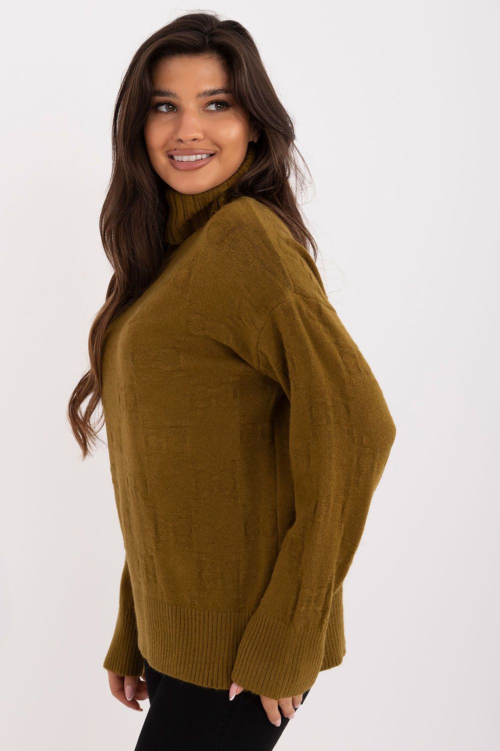 Elegant Long Sleeve Jumper with Decorative Cuffs and Distinctive Print - Classic Round Neck Sweater