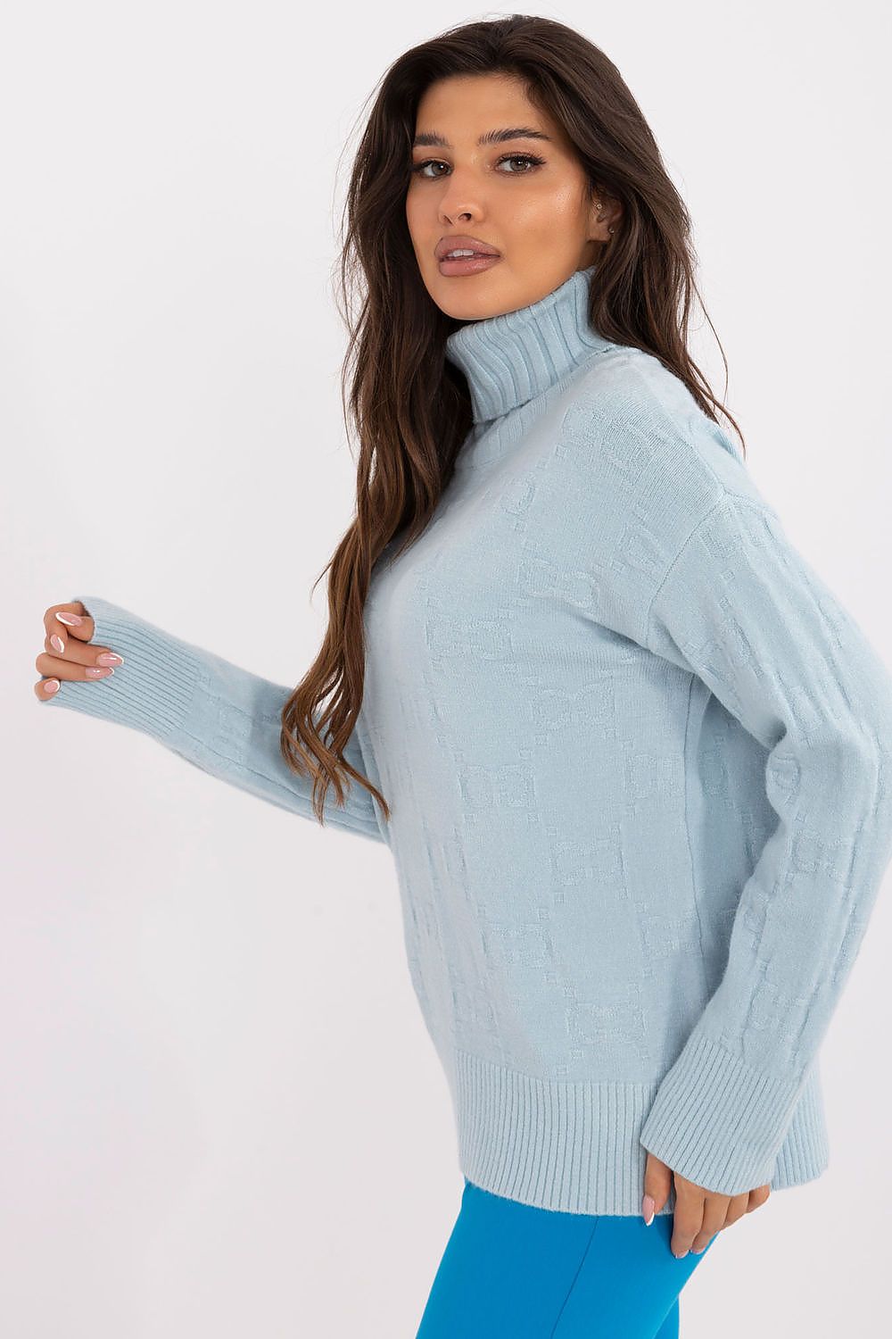 Elegant Long Sleeve Jumper with Decorative Cuffs and Distinctive Print - Classic Round Neck Sweater