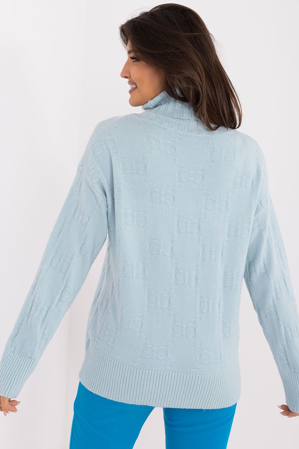 Elegant Long Sleeve Jumper with Decorative Cuffs and Distinctive Print - Classic Round Neck Sweater