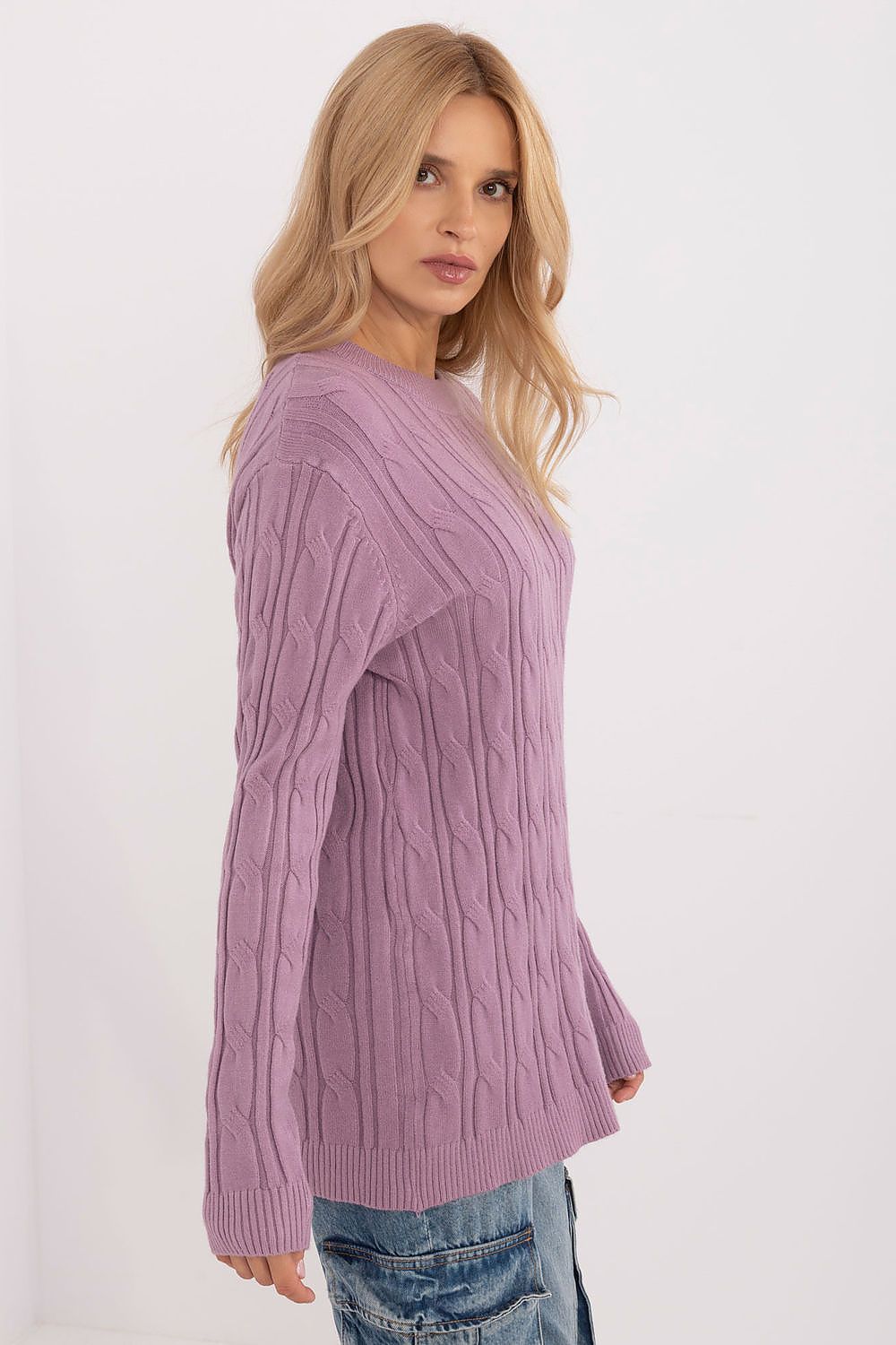 Women's AT Casual Sweater - Soft Viscose Blend, Long Sleeves, Classic Round Neckline, Versatile Style
