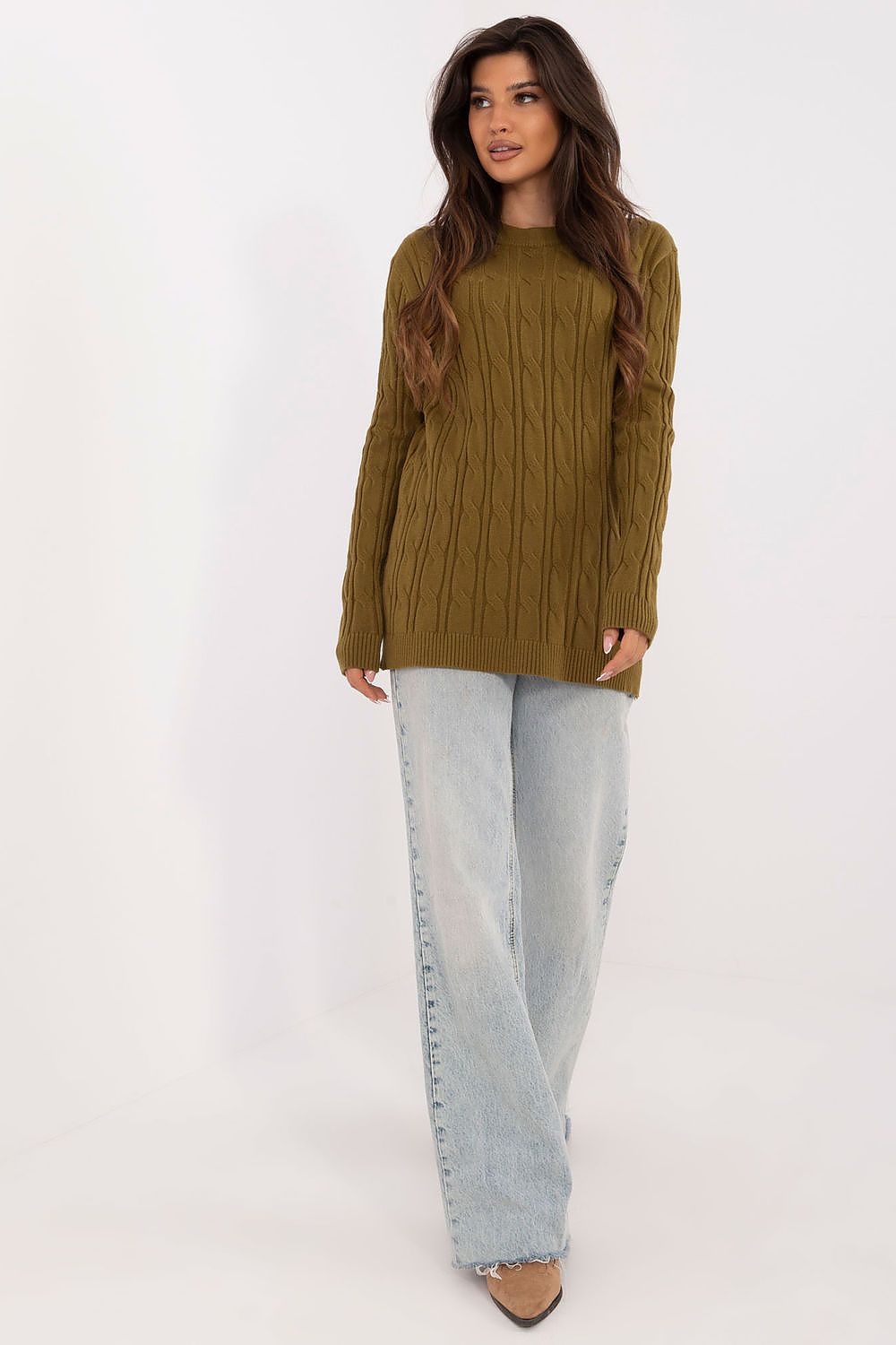 Women's AT Casual Sweater - Soft Viscose Blend, Long Sleeves, Classic Round Neckline, Versatile Style