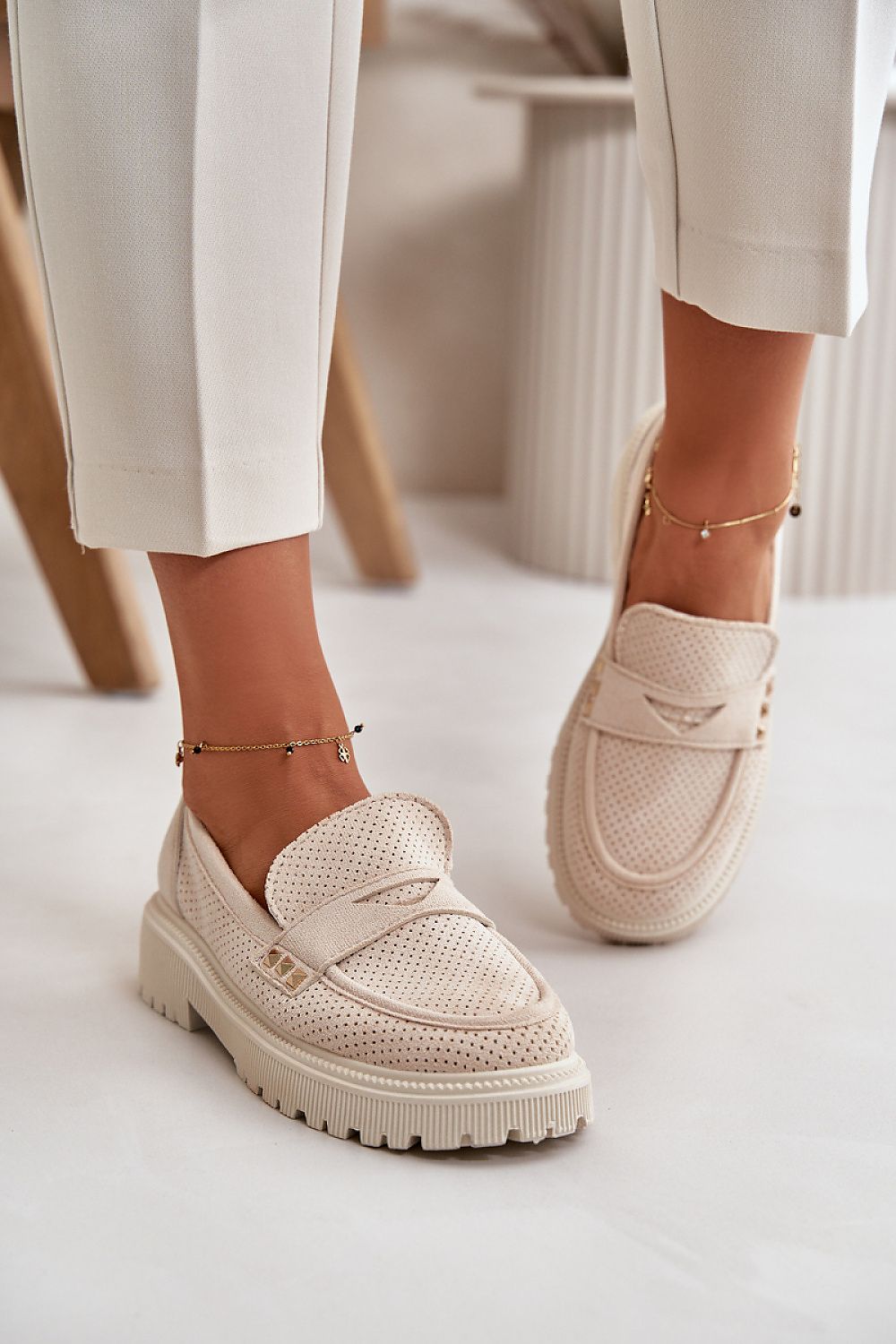 Elegant Women's Eco Suede Loafers with Rounded Toes, Breathable Design, Comfort Flat Heel