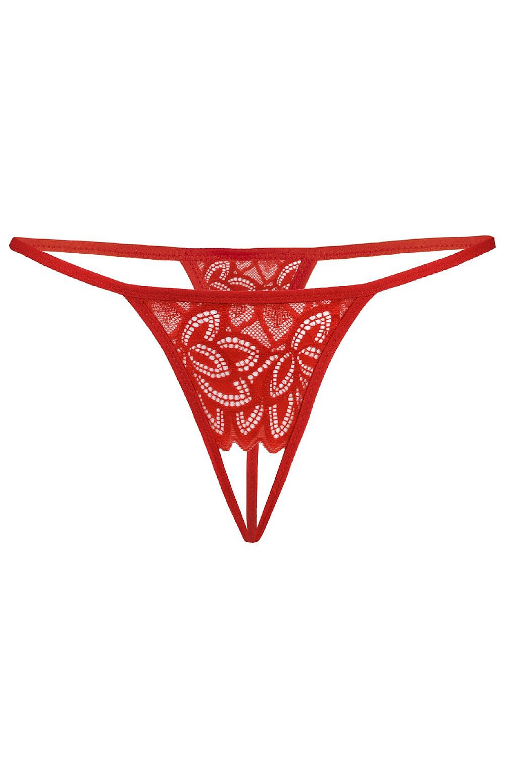 Sexy Red Lace Open Crotch Thongs by Teyli - Skimpy Women's Lingerie in EU Sizes S-XXL
