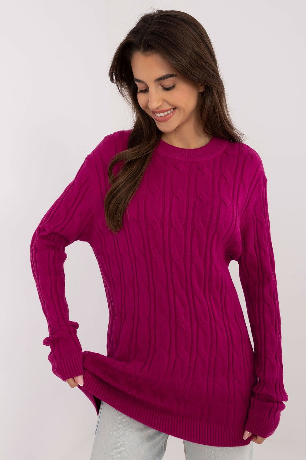 Women's AT Casual Sweater - Soft Viscose Blend, Long Sleeves, Classic Round Neckline, Versatile Style