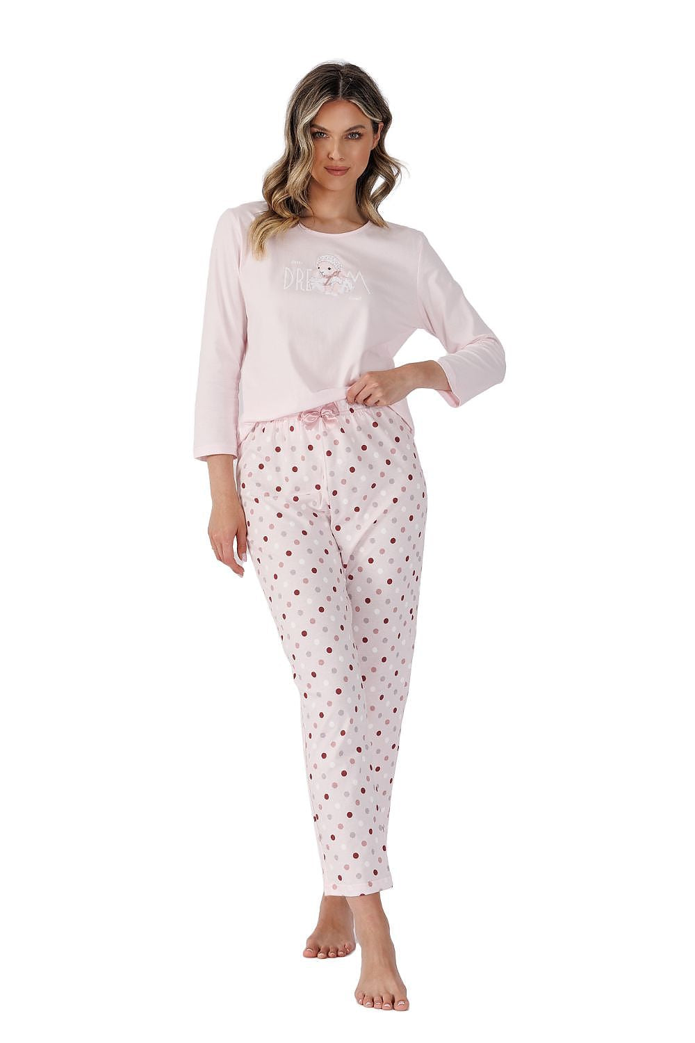 Luxurious Women's Cotton Pyjama Set with 3/4 Sleeve Blouse and 7/8 Pants - M-Max