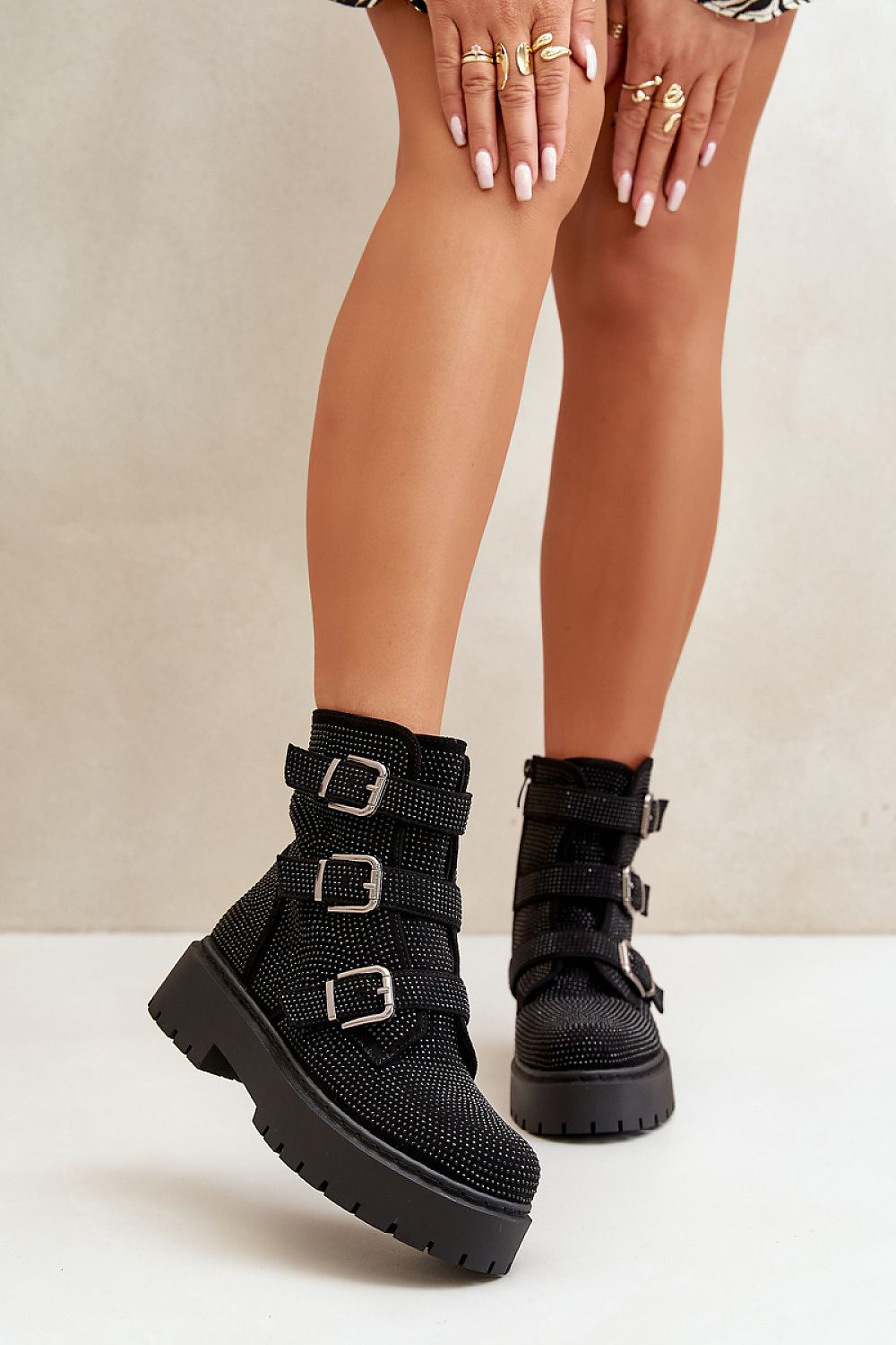 Luxury Women's Ankle Boots with Adjustable Straps, Zipper Fastening, 16 cm Upper Height