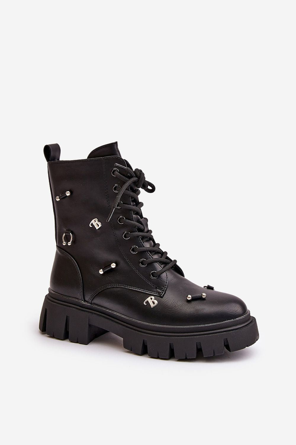 Women's Eco Leather Ankle Boots with Zipper and Lacing - Elegant Autumn Style, 16.5 cm Shaft