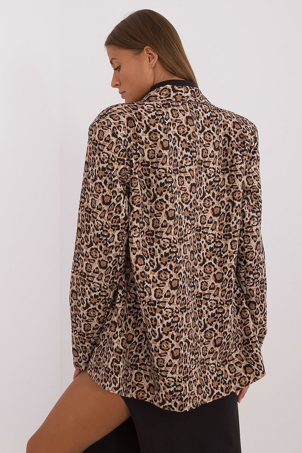 Elegant Women's Animal Motif Blazer by Italy Moda – Lightweight Polyester & Elastane Design