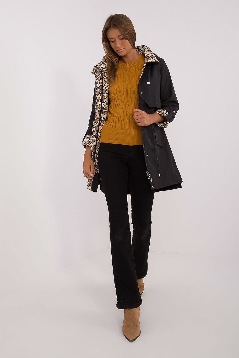 Luxury Women's Transitional Jacket by MBM – Stylish Animal Motif, Detachable Hood, Polyester Comfort