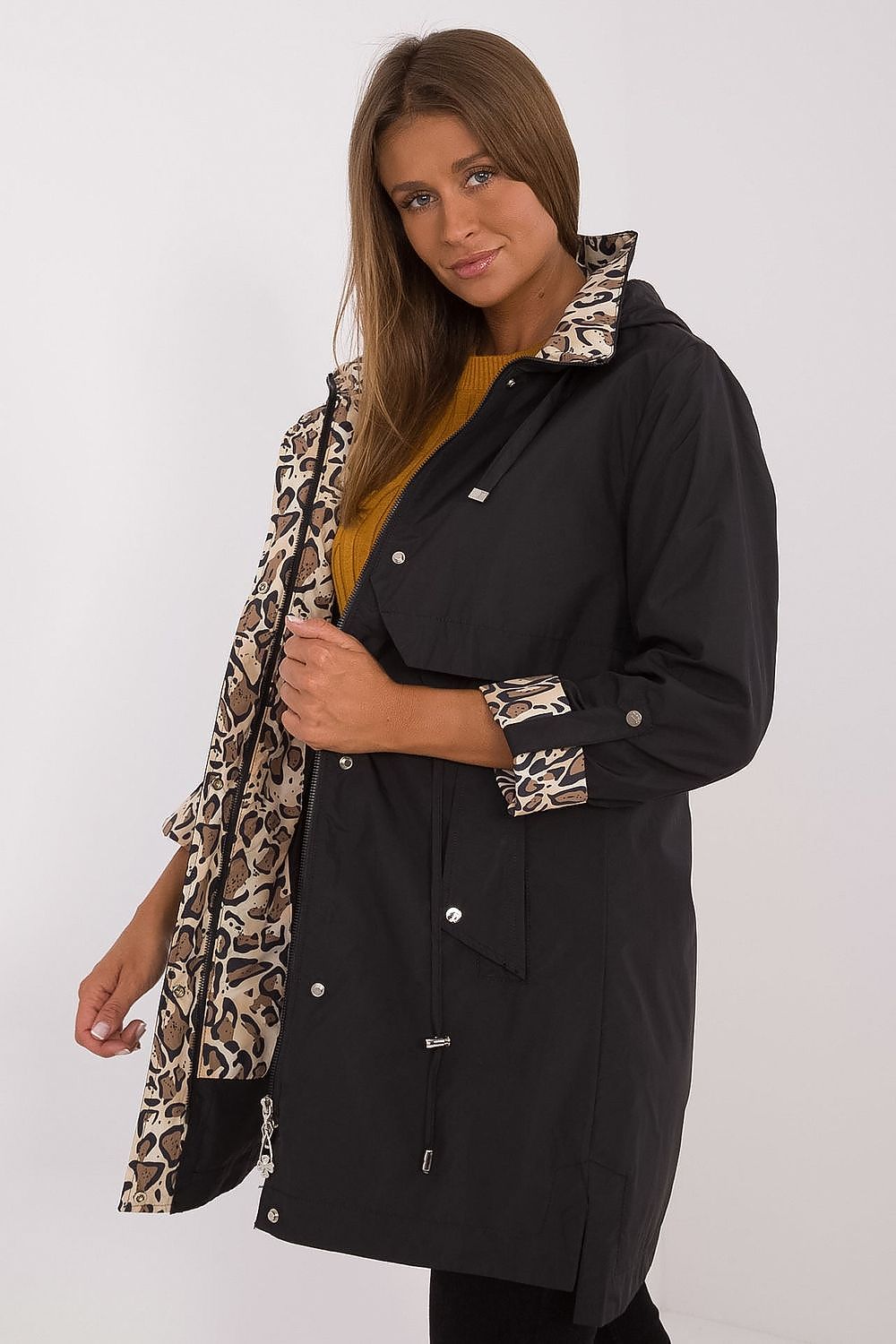 Luxury Women's Transitional Jacket by MBM – Stylish Animal Motif, Detachable Hood, Polyester Comfort