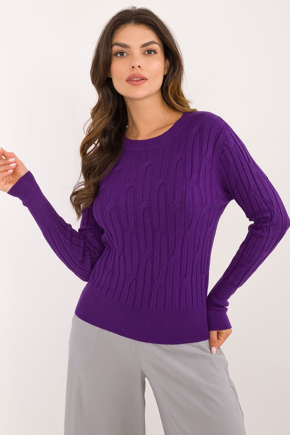 Elegant Casual Women's Sweater - Soft Viscose, Nylon & Polyester Blend, Round Neck, Long Sleeves