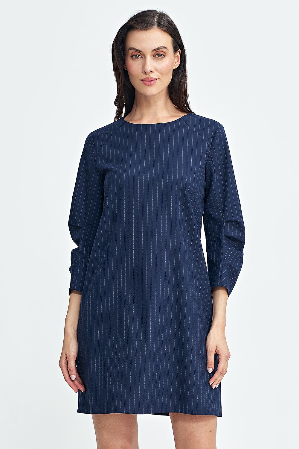 Elegant A-Line Daydress with 3/4 Sleeves and Contrasting Tennis Stripes by Nife